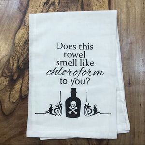 Halloween Does This Smell Like Cloraform Cotton Flour Sack Kitchen Bath 28”x 28”